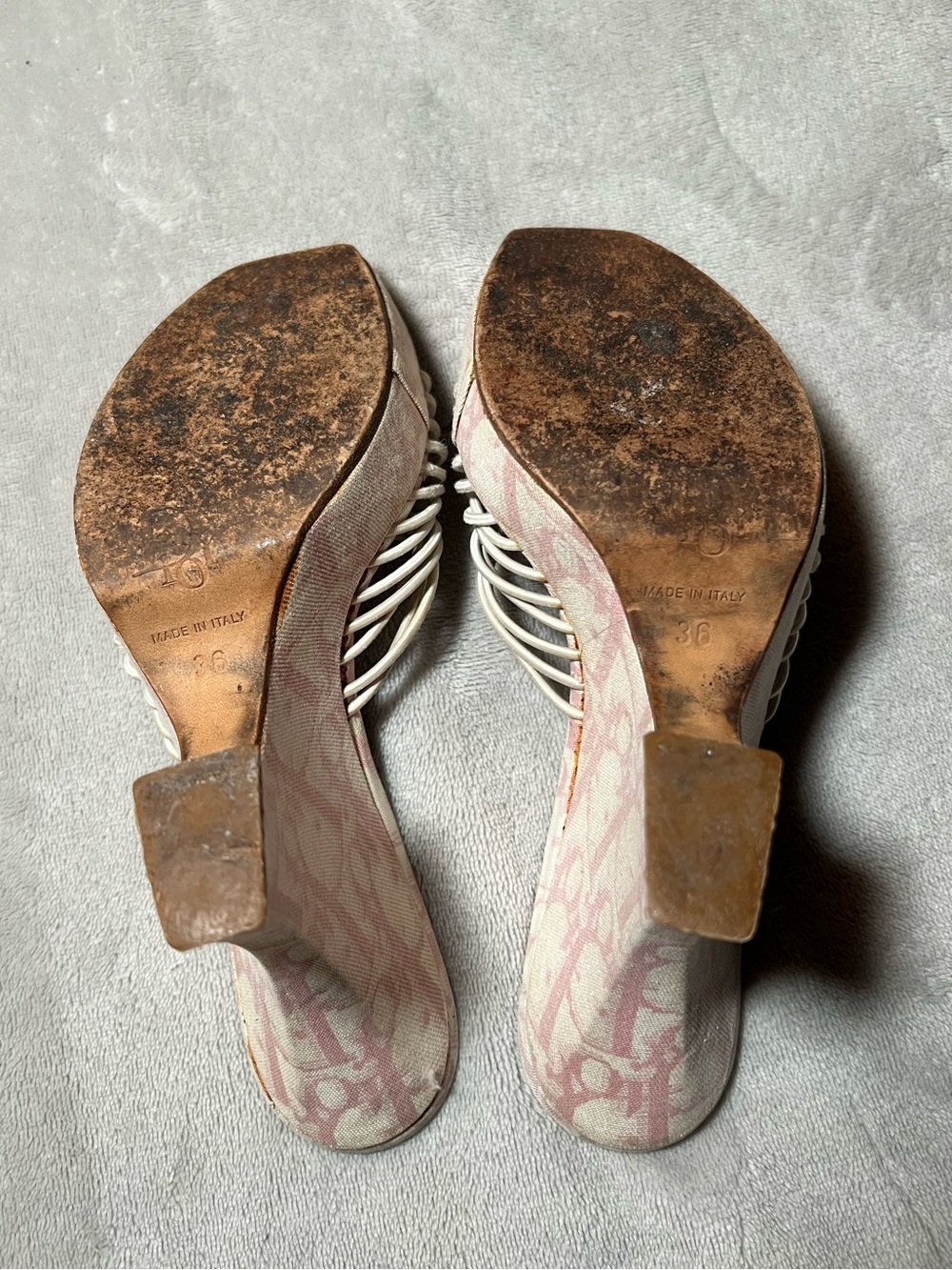 Christian Dior Vintage Pink Monogram Girly Heels Wedges - Picture 6 of 6
